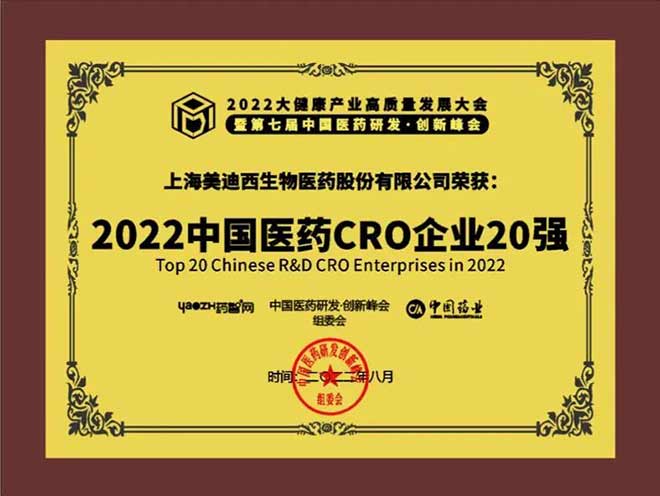 2022中國醫(yī)藥CRO企業(yè)20強(qiáng)